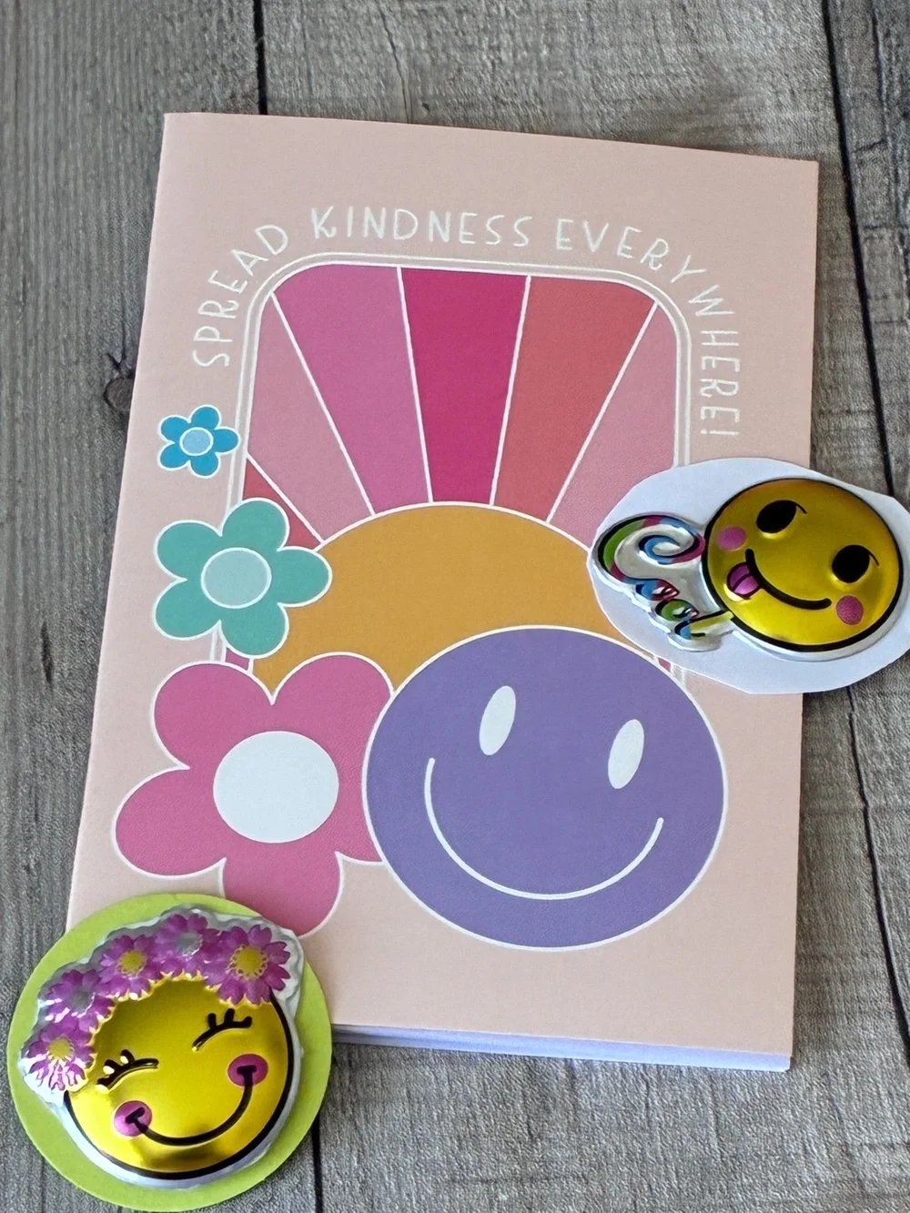 Pastel Smiley Face Brush Holder w/Notebook & Sticker Set